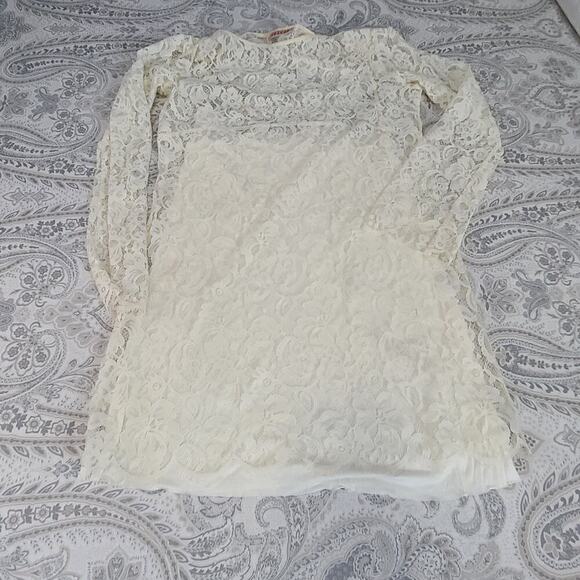 Velvet lace overlay silk dress Ivory Size Small Coquette sorority graduation - Picture 3 of 8